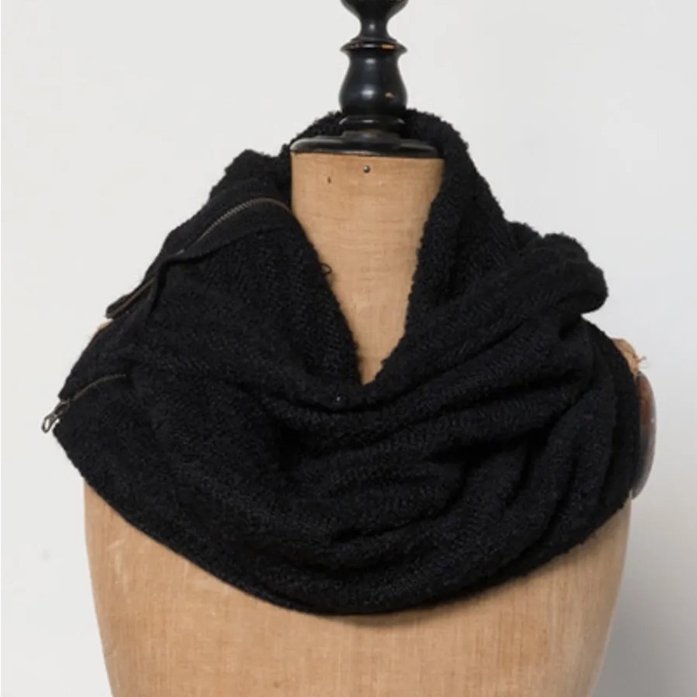 Noonday Cozy Zip Wrap Black Alpaca Scarf